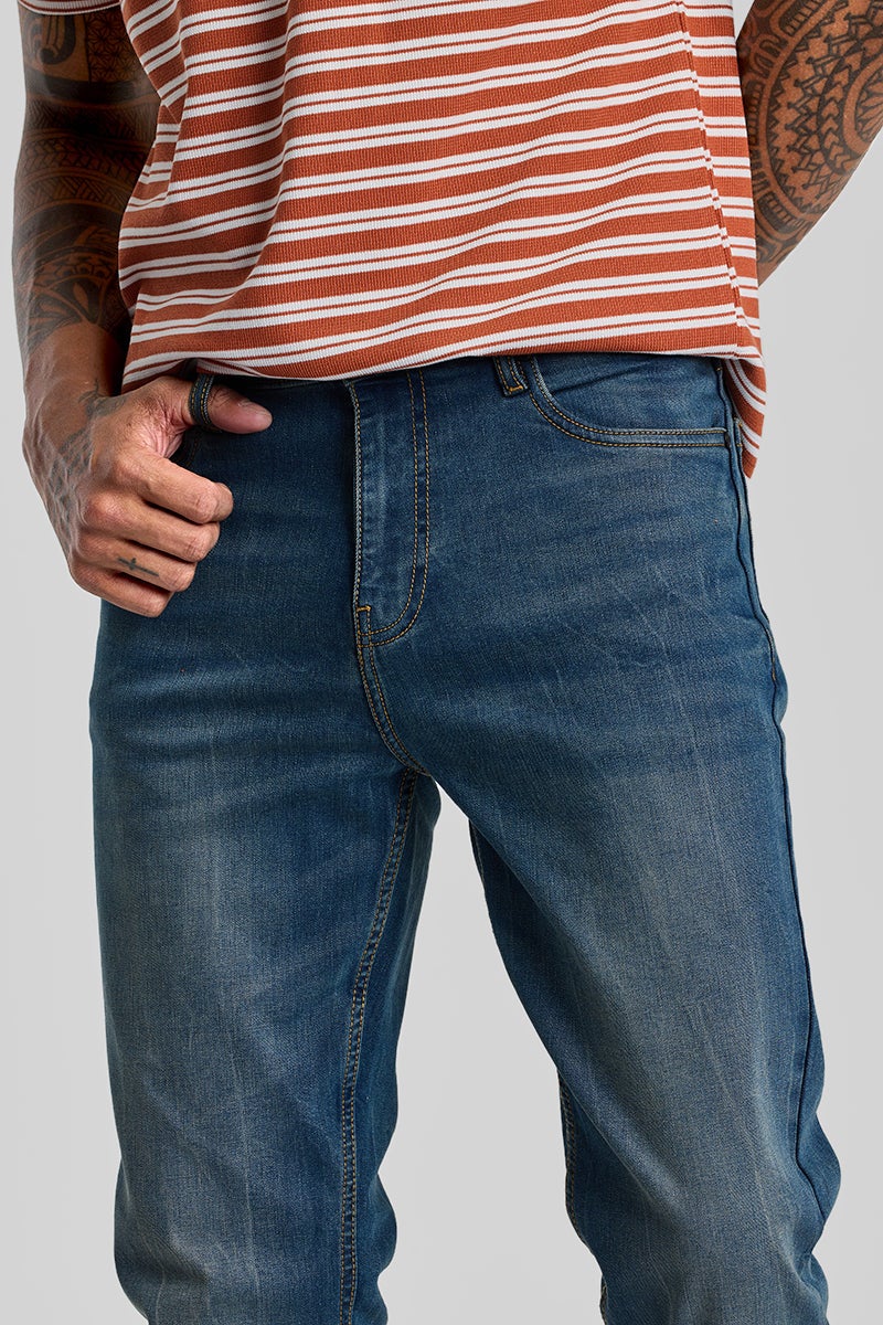 SNITCH Dark Blue Straight Fit Jeans - Image 5